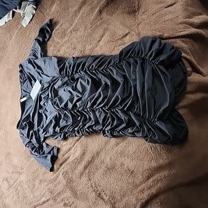 Black shirt sleeved formal dress